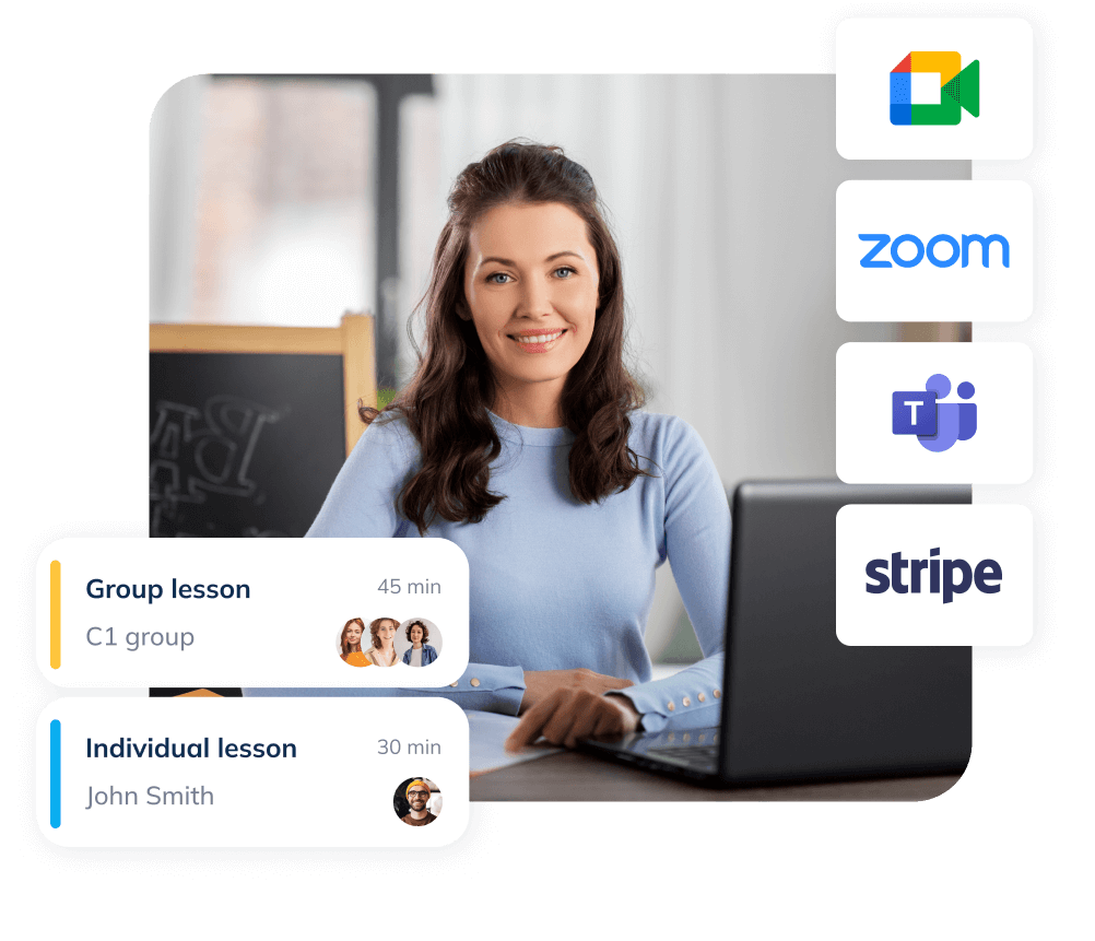 Branded education booking page with next available times and book now button